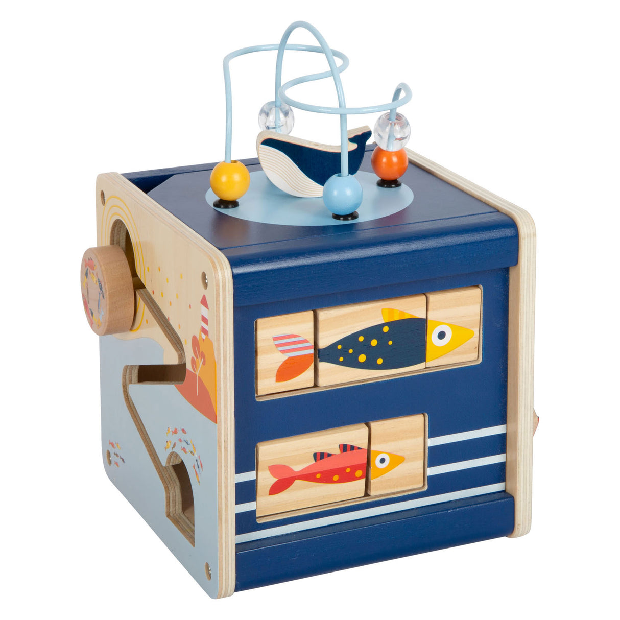 Small foot wooden activity cube ocean
