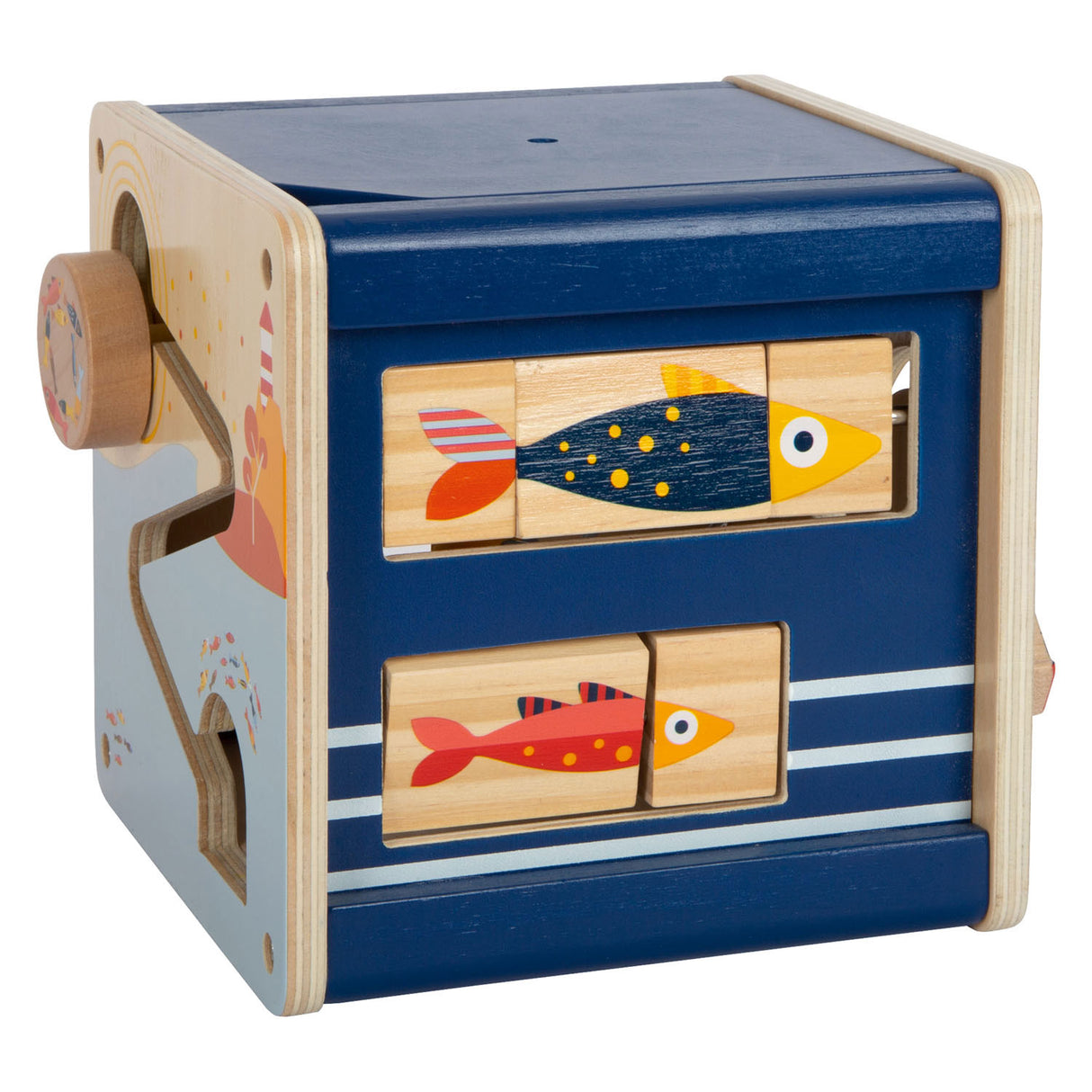 Small foot wooden activity cube ocean