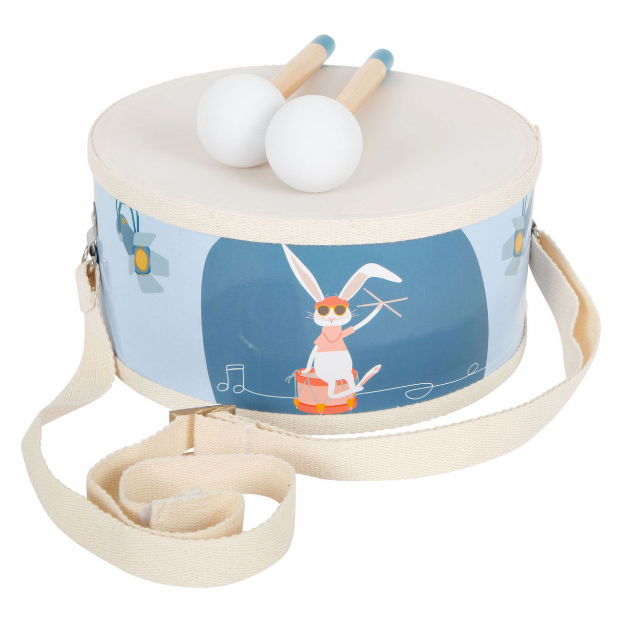 Small foot wooden drum groovy beats with sticks, 3dlg.