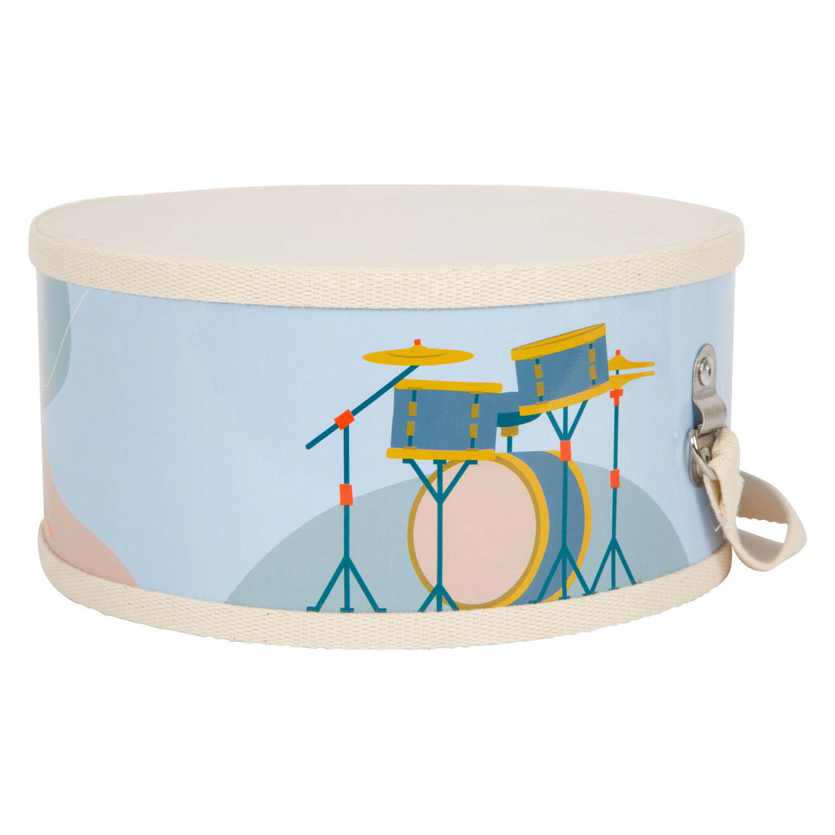Small foot wooden drum groovy beats with sticks, 3dlg.