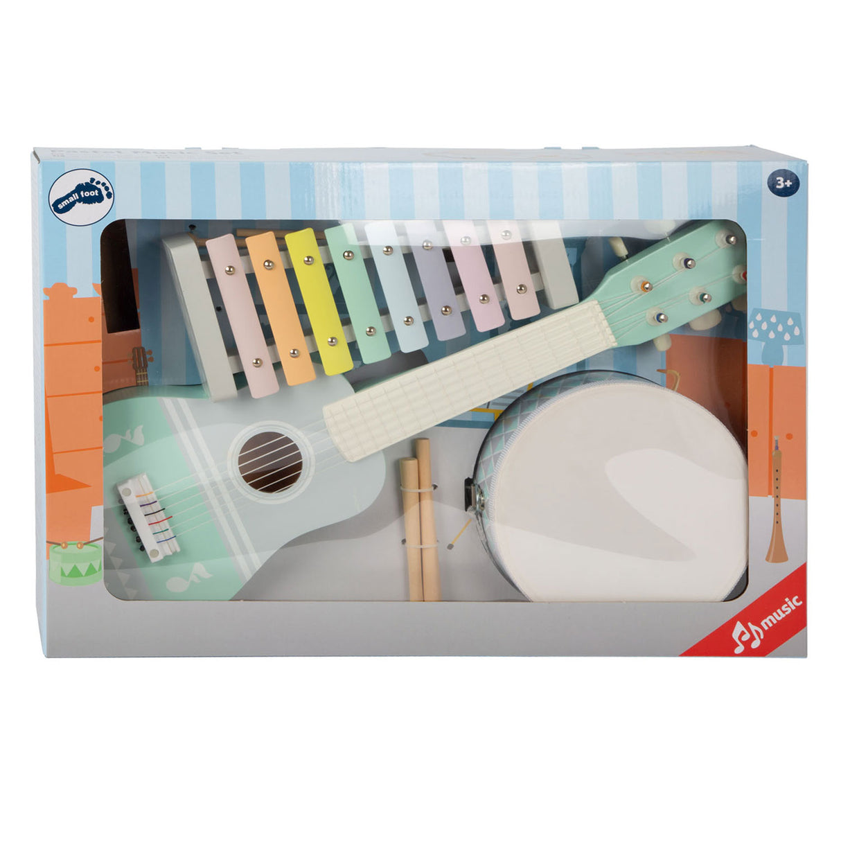 Klenge Fouss Holz Musical Instrott Set Pastell, 7DLG,