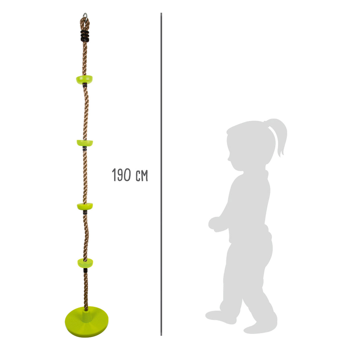 Piccole piede - corda da arrampicata e swing 2in1 groen, 190 cm