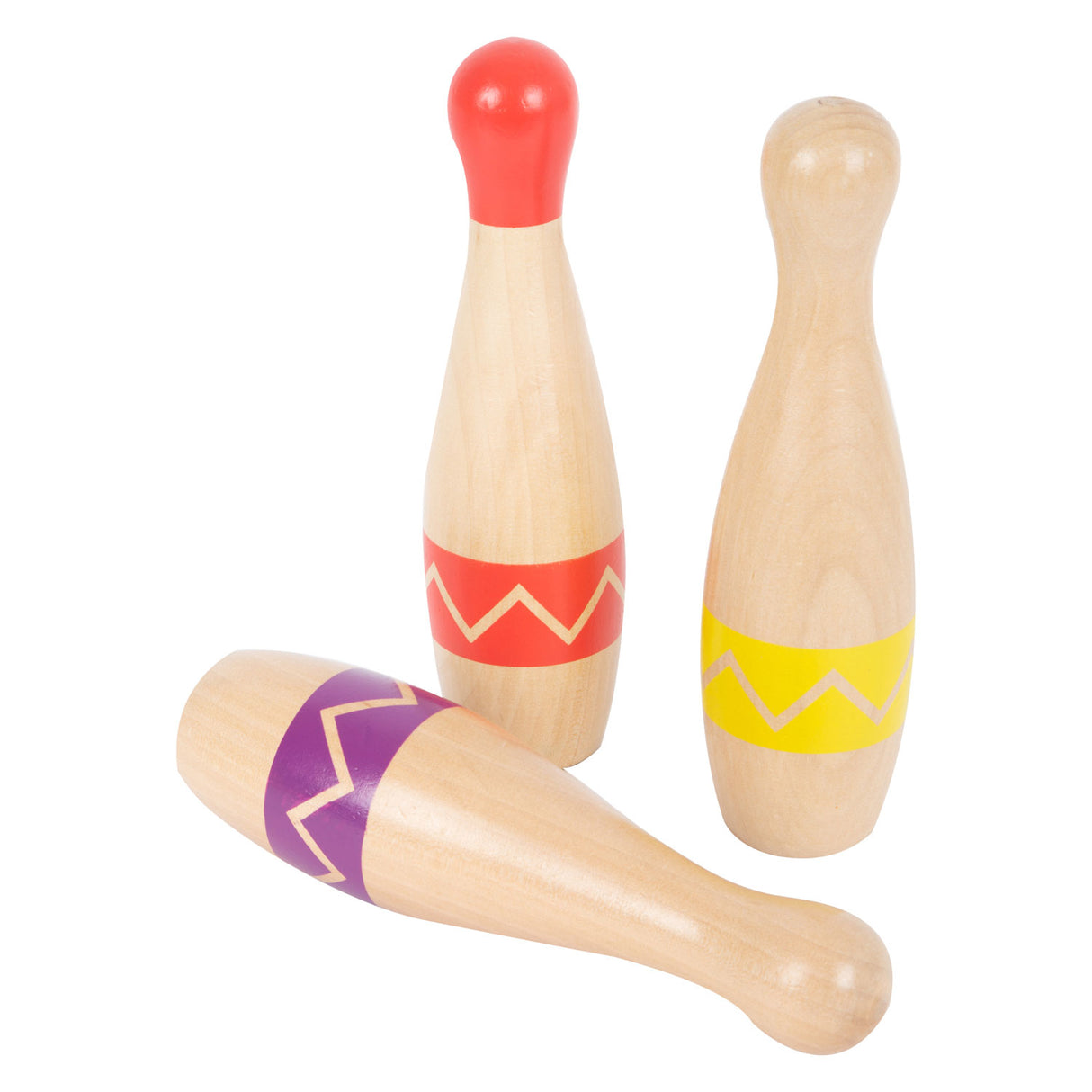 Kislábú - fából készült tekejáték cikkcakk mintával, 11 db.