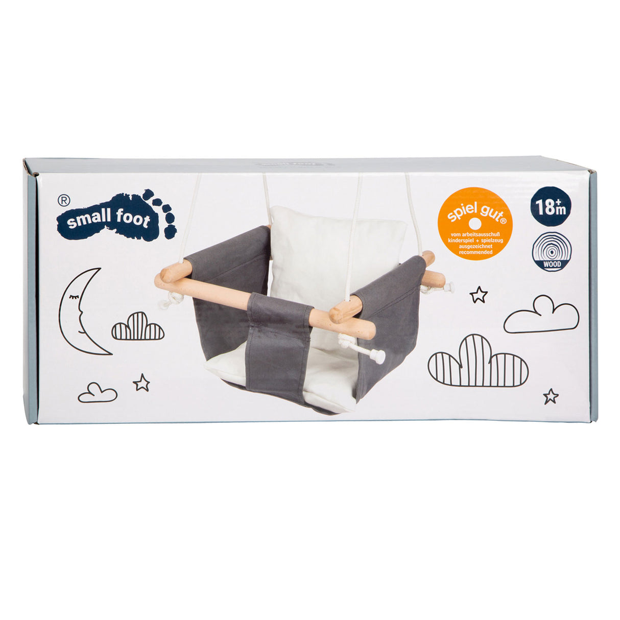 Lille fod - træ baby sving med pude