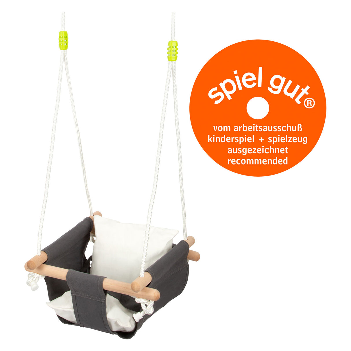 Lille fod - træ baby sving med pude