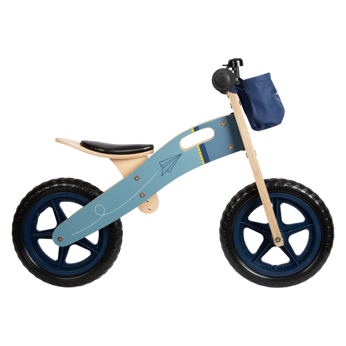 Petit pied avion en bois bleu