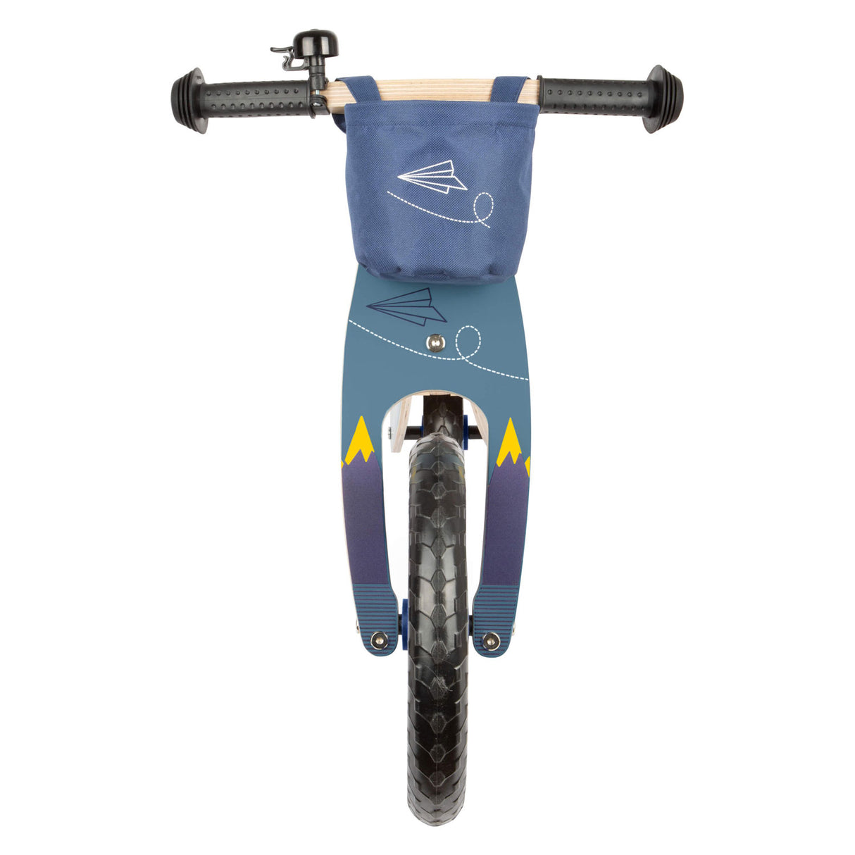 Petit pied avion en bois bleu