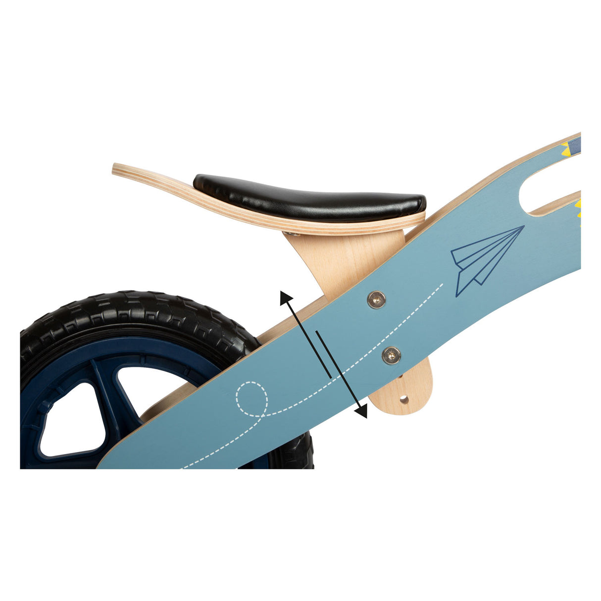 Petit pied avion en bois bleu