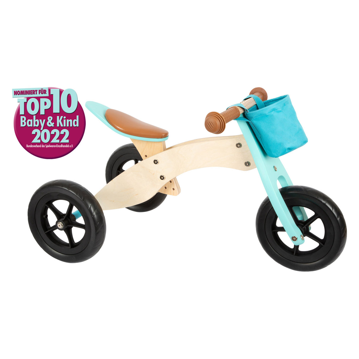 Klenge Fouss Holz Tricycle an 2in1 Maxi Türkis