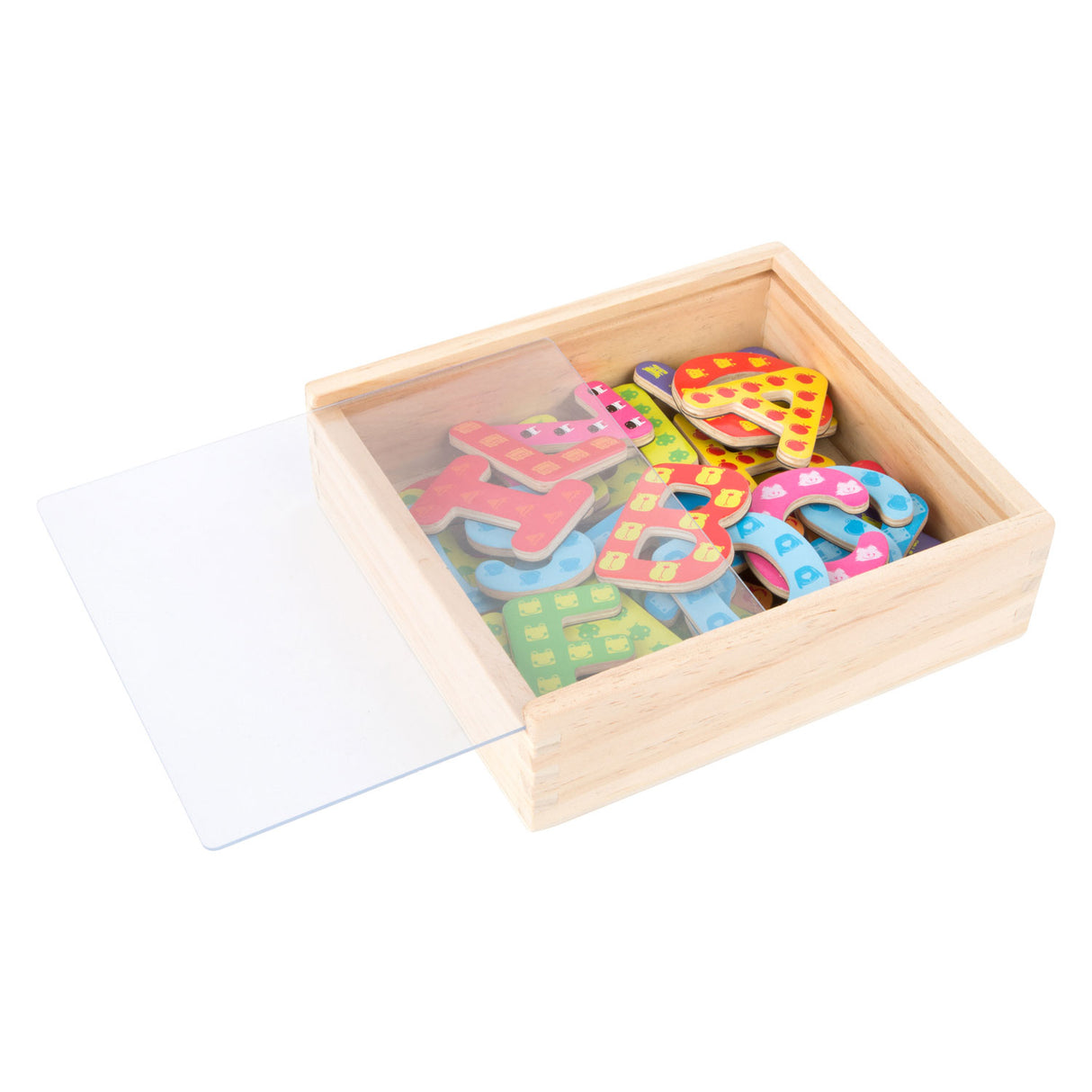 Piccole piede - lettere magnetiche in legno colore, 37dlg.