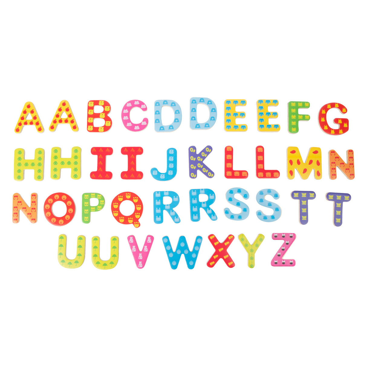 Piccole piede - lettere magnetiche in legno colore, 37dlg.