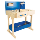 Banque de travail de jouet en bois à petit pied avec accessoires