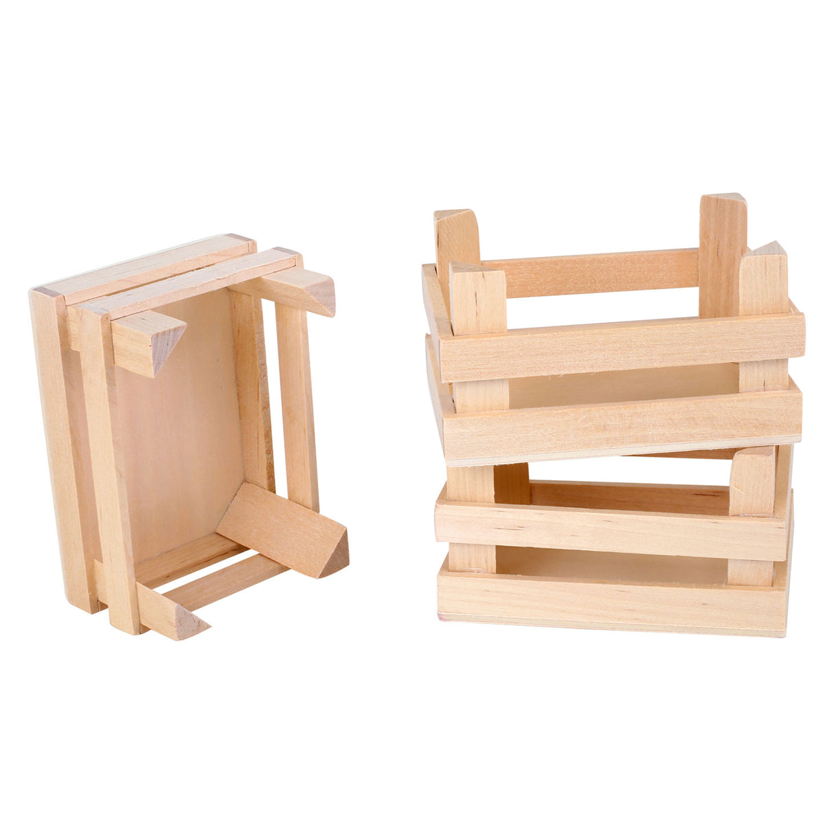 Casse di legno a piede piccoli piccoli 10x8x5,5 cm, set di 3