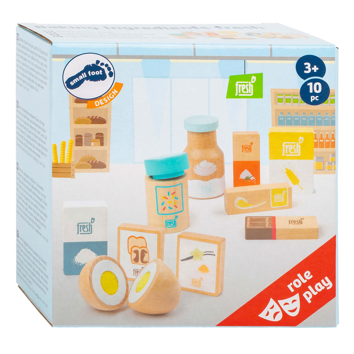 Players en bois à petit pied fournitures de cuisson, 10dlg.