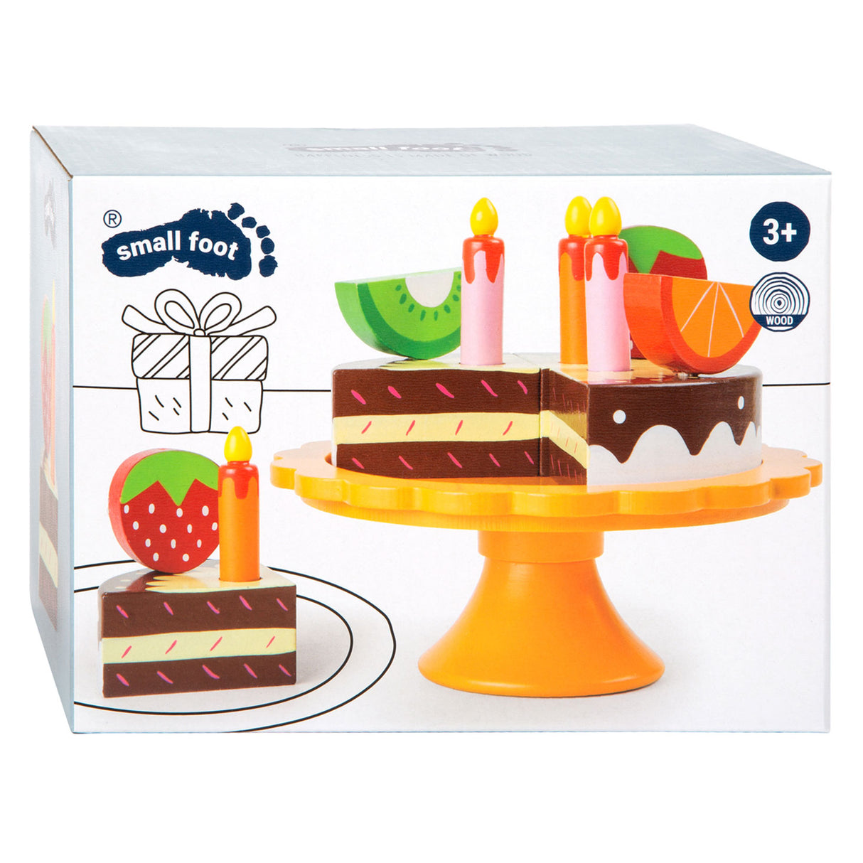Majhna stopala lesena snijena igra rojstnodnevna torta, 12dlg.