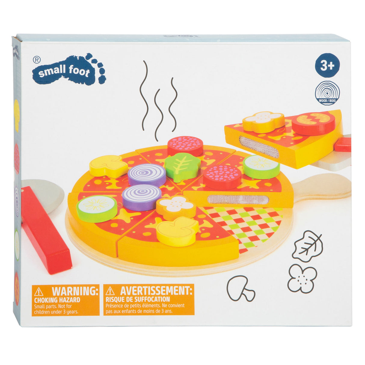 Pequeno pé de madeira Snijing Play permanece pizza, 21dlg.