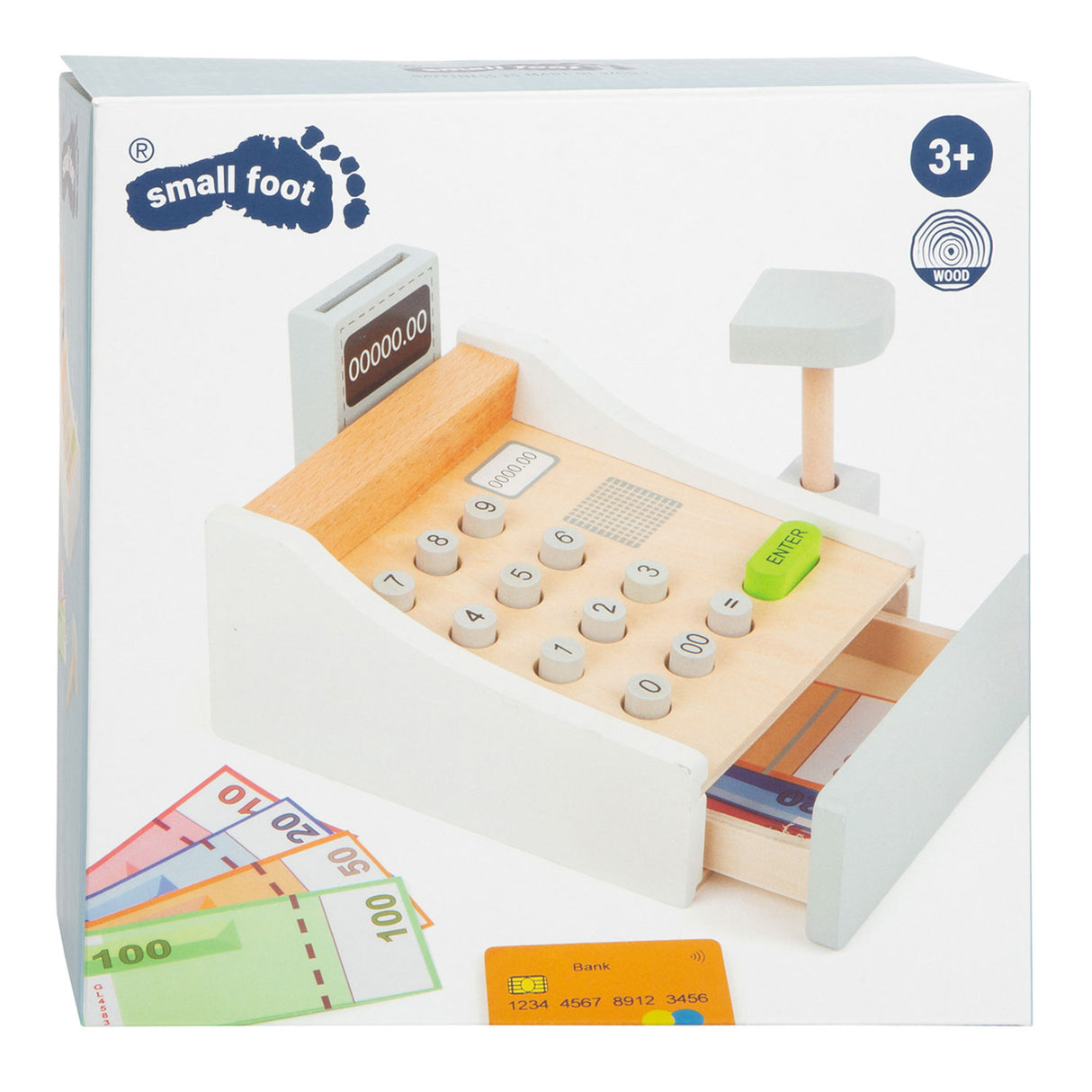 Small Foot - Wooden toy checkout with accessories, 15dlg.