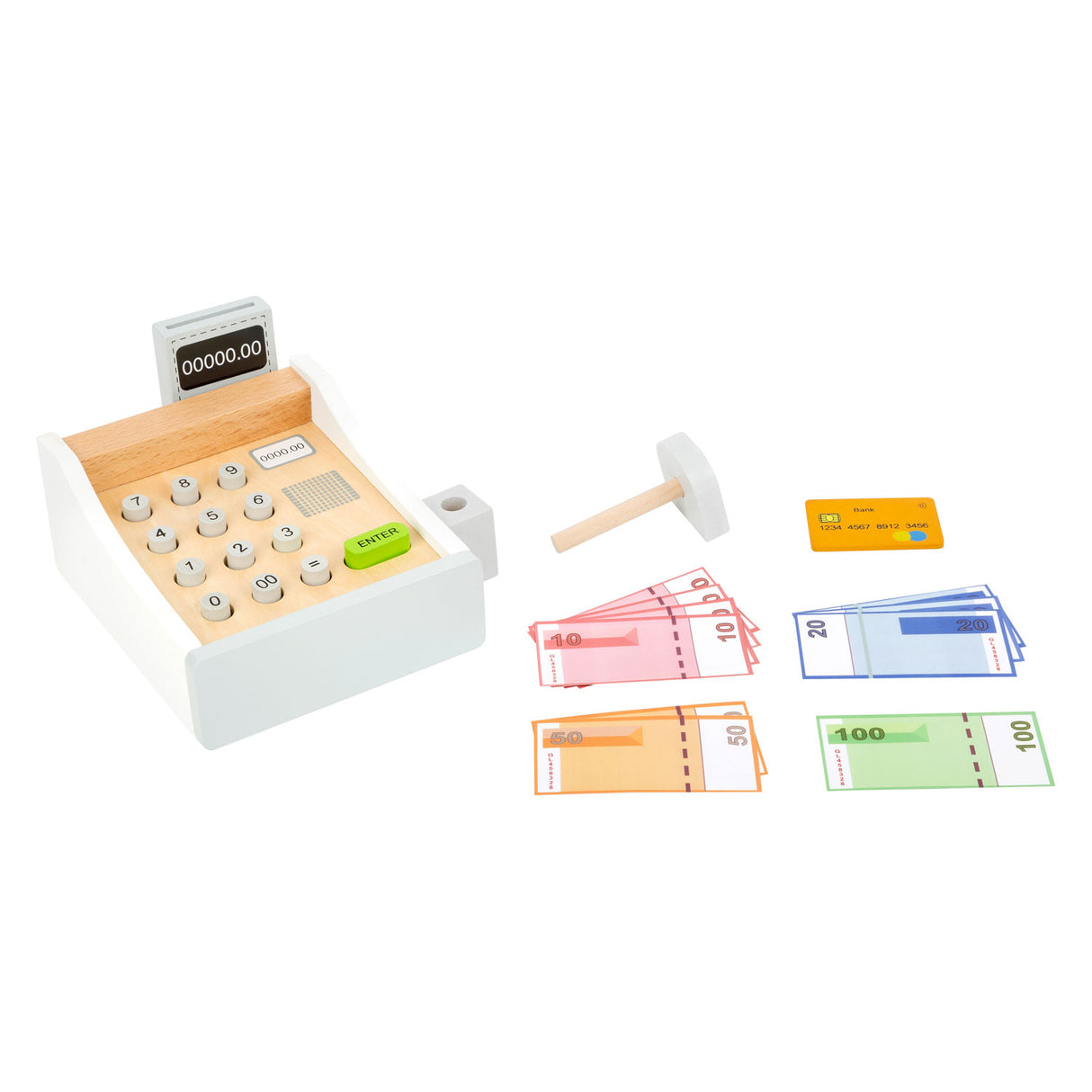 Small Foot - Wooden toy checkout with accessories, 15dlg.