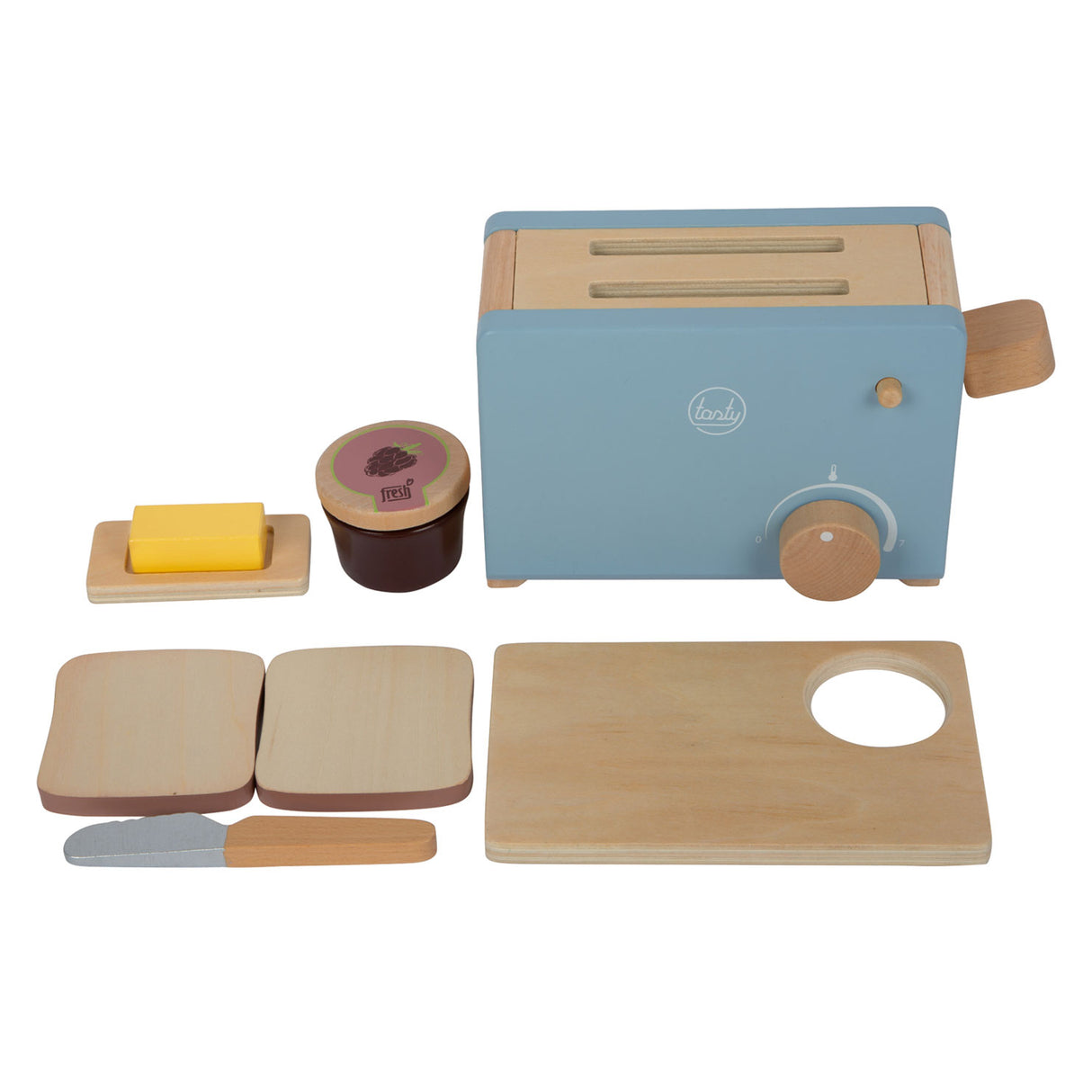 Toster de madera de pie pequeño juego