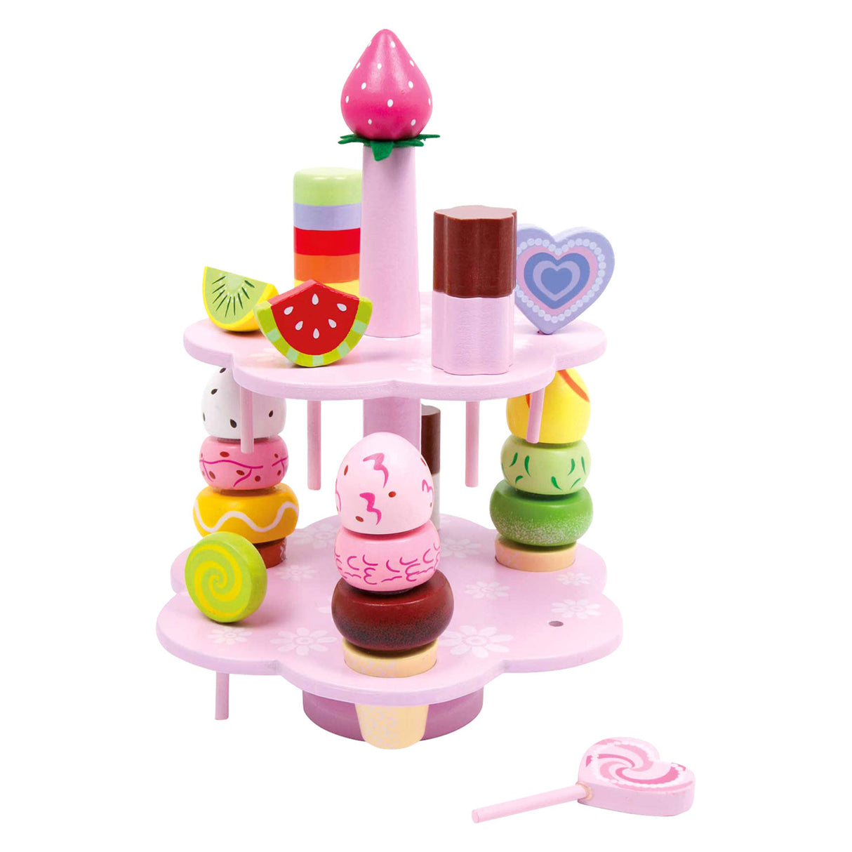 Etagere in legno a piede con caramelle Speelten, 22dlg.