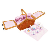 Cestino da picnic in legno a piede con stoviglie romantiche, 30dlg.