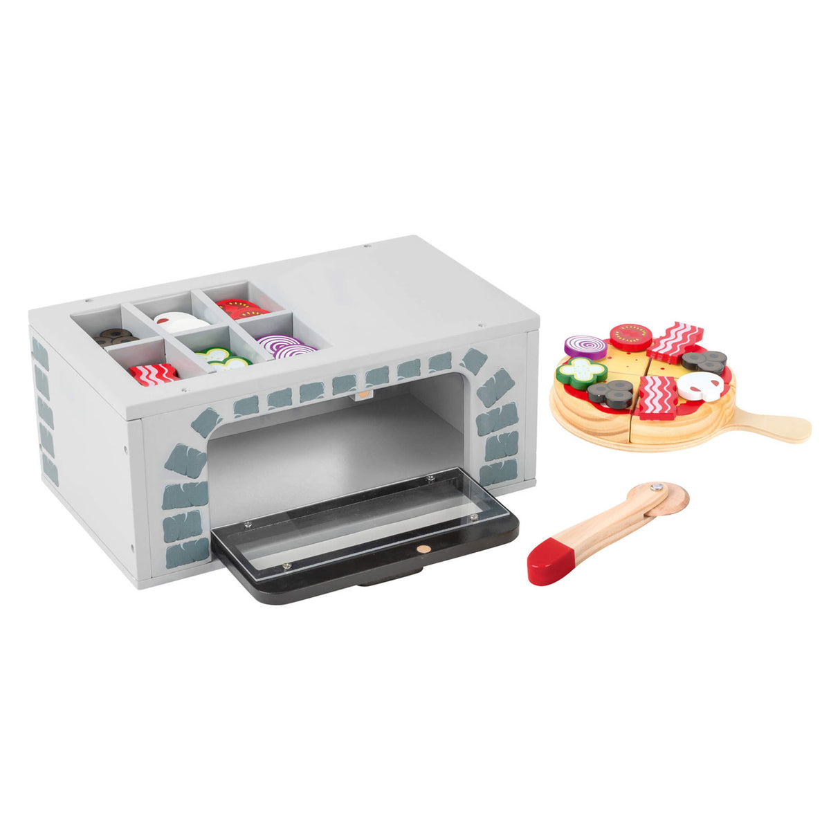 Small Foot - Wooden Playets Pizza -oven Set, 25dlg.
