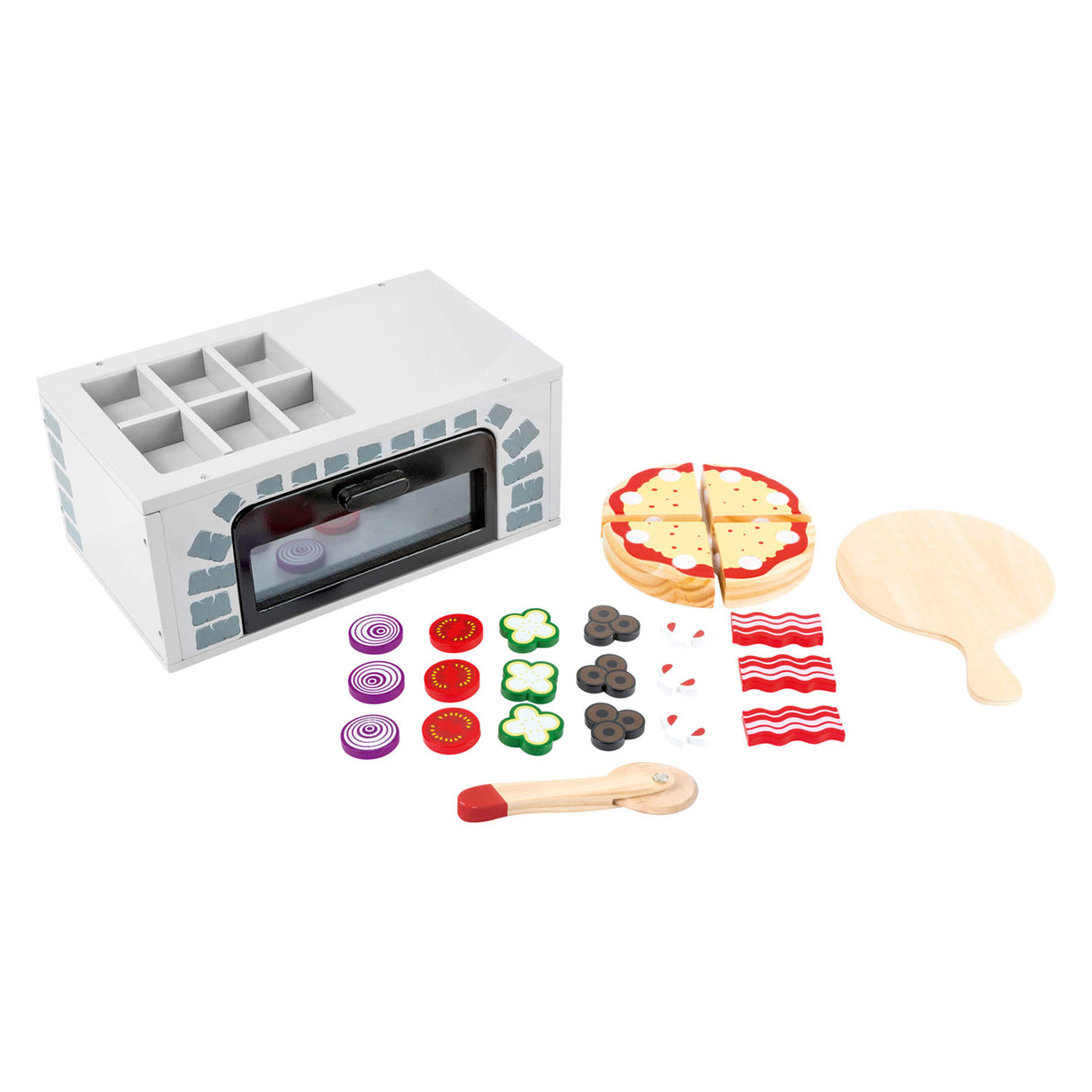 Small Foot - Wooden Playets Pizza -oven Set, 25dlg.