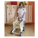 Supermercado de carrito de compras de madera - pie de madera