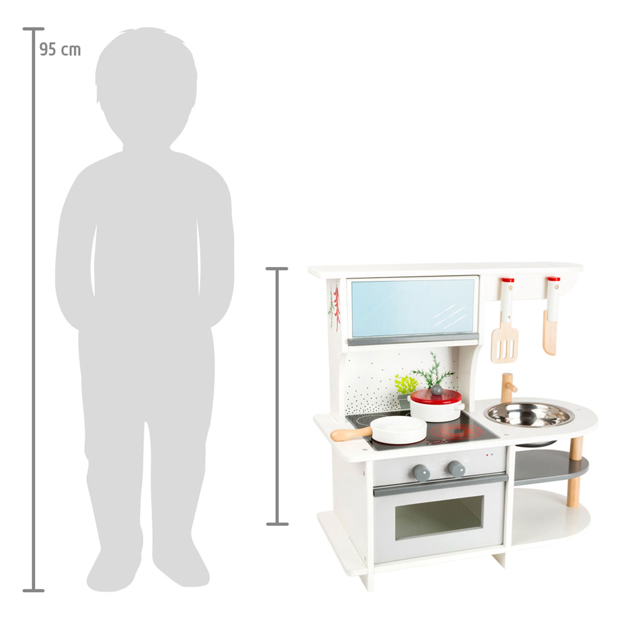 Piccolo piede in legno gioca cucina grazia, 6dlg.