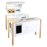 Small foot wooden store white with cash register and treadmill