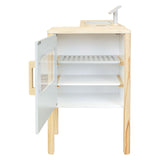 Small foot wooden store white with cash register and treadmill