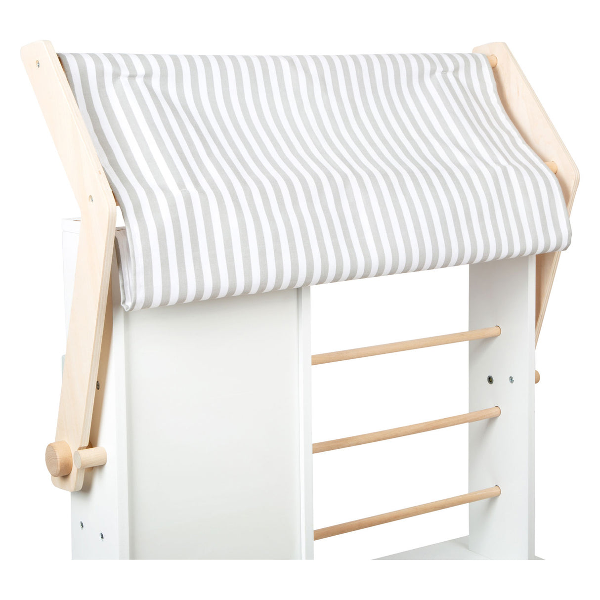 Small foot wooden store white with cash register and treadmill