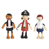 Kleine Fußholzpuppen Piraten biegbar, 6st.