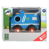 Auto di polizia di legno a piede blu blu