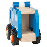 Auto di polizia di legno a piede blu blu