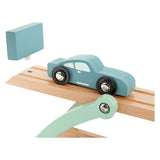 Small foot wooden truck Transporter Chicago with cars, 9dlg.