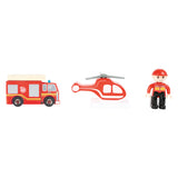 Kislábú fa tűzoltóállomás tartozékokkal, 15 db.