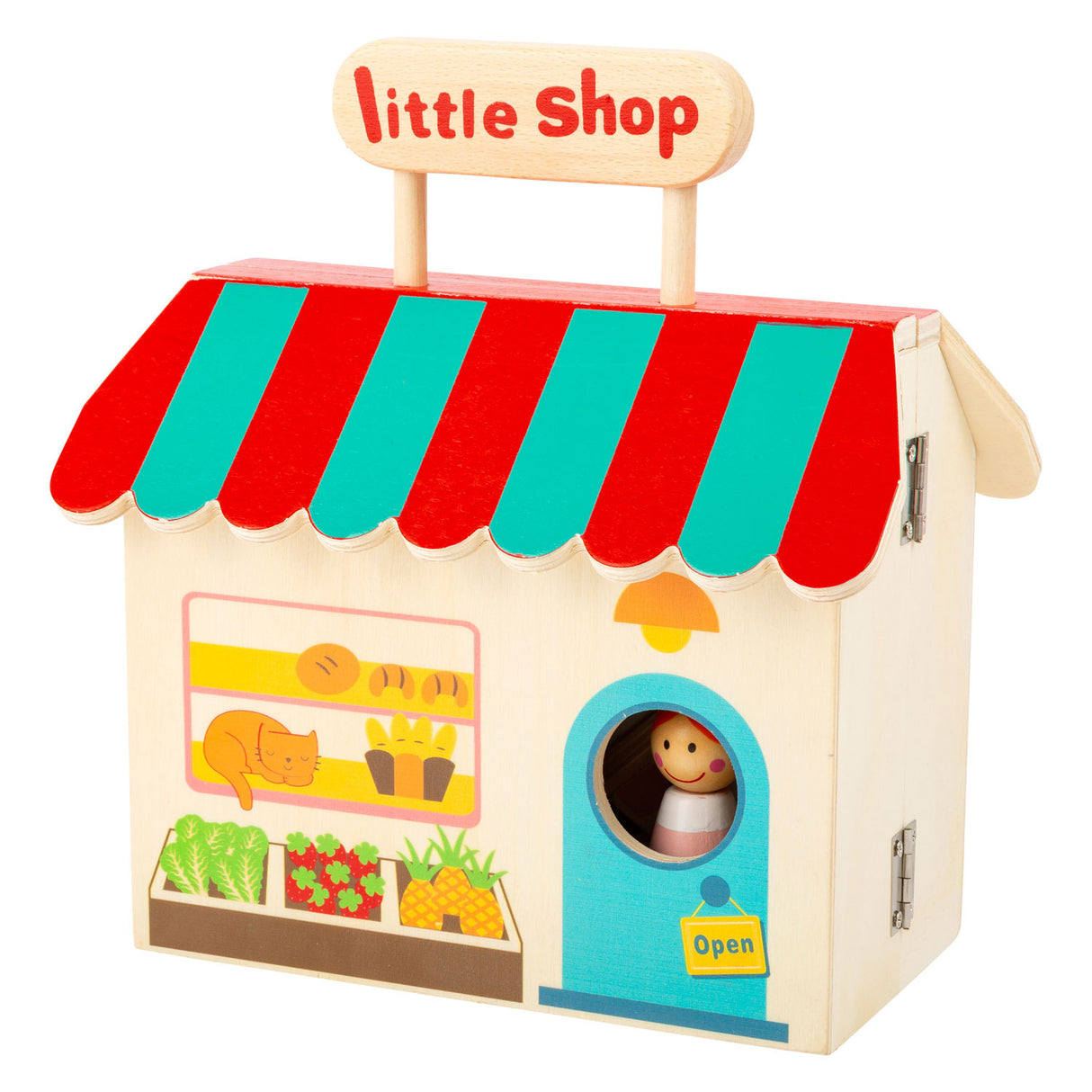 Liten fot Houten tillsammans Speelwinkel Poppenhuis, 15dlg.