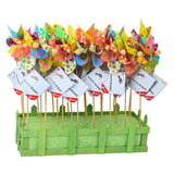 Petit pied - Fleurs de moulin à vent en bois 28 cm, 24e.