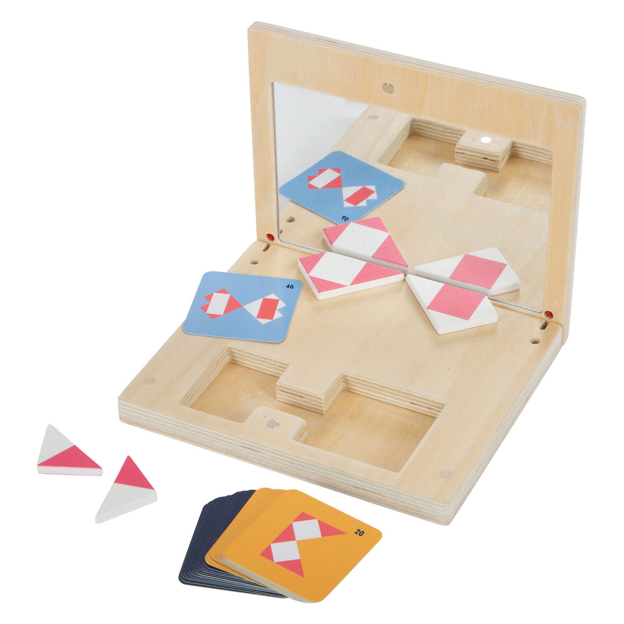 Small foot wooden symmetry game with mirror educational