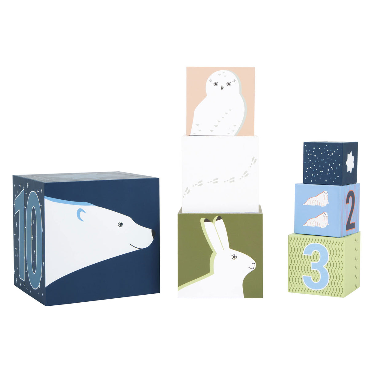 Small foot stacking blocks cardboard arctic, 10dlg.