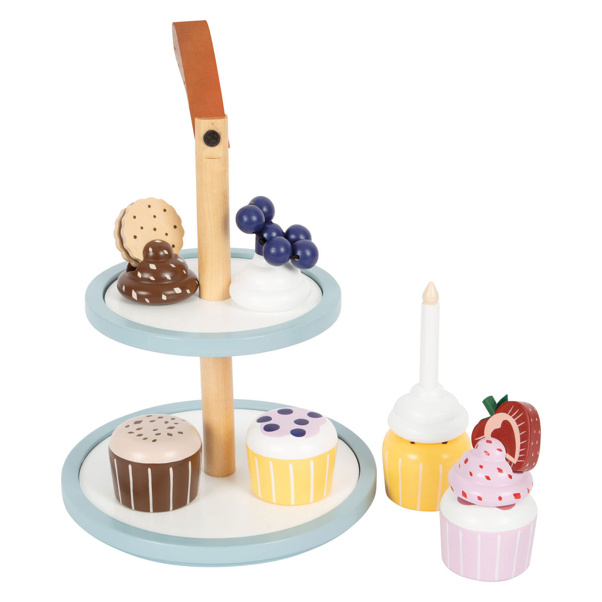 Små fot tre -spiller etagere med cupcakes, 13dlg.