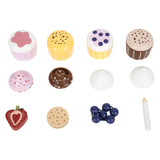 Små fot tre -spiller etagere med cupcakes, 13dlg.