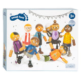 Kleng Fouss Holz flexibel Poppen Famill mam Puppelchen, 8st.