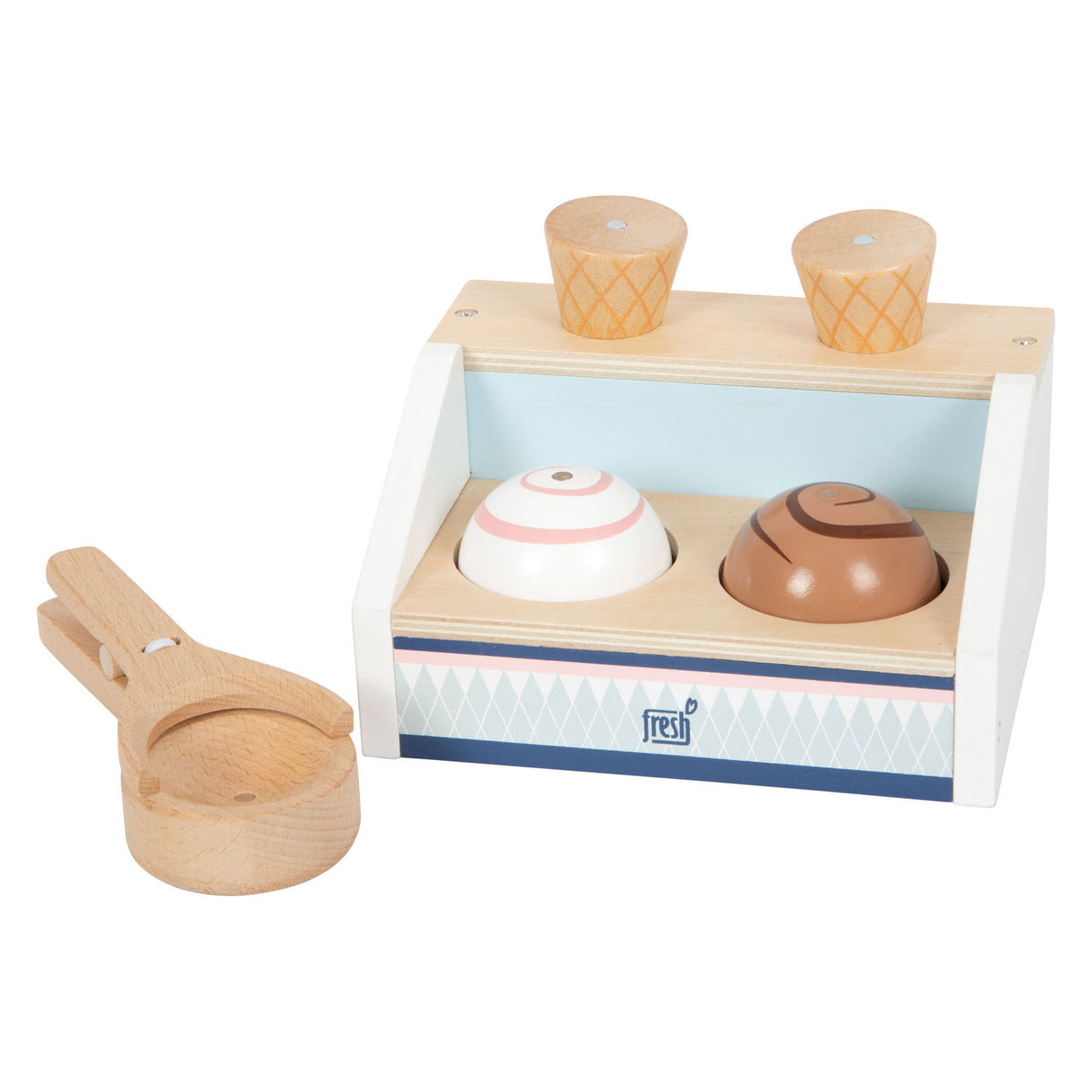 Petit pied de crème glacée compacte en bois frais, 6dlg.