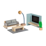 Pieni jalka - puiset nukkekotikalusteet olohuoneeseen