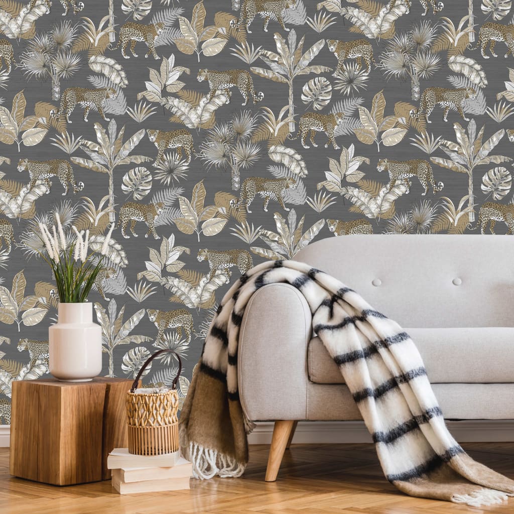 Holländska väggtäckningar holländska wallcoverings tapet leopard grå och beige