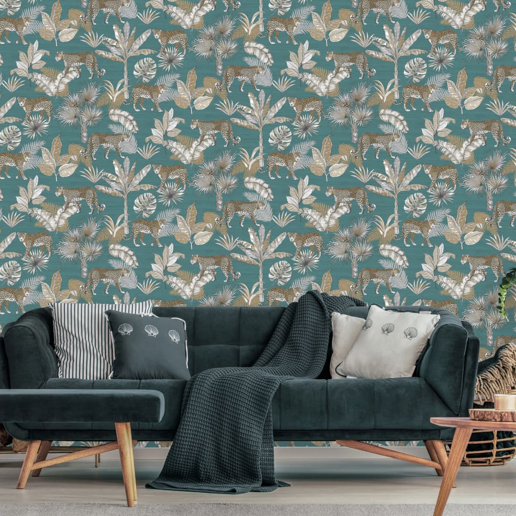 Néerlandais surclans néerlandais Covergs Wallpaper Léopard Blauw et Beige
