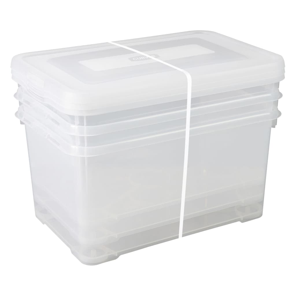 Caja de almacenamiento de curvor Conjunto de 3x50 l Transparente