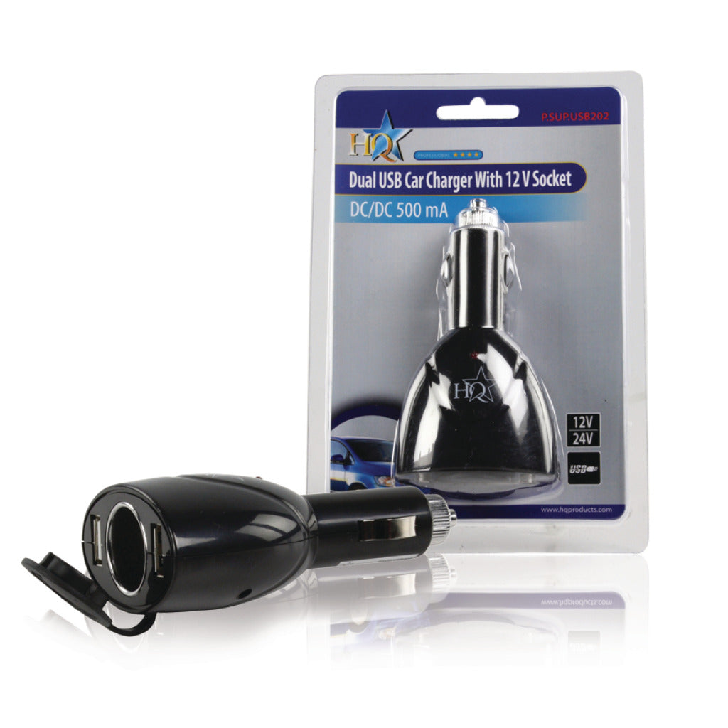 HQ P. Sup. USB202 dual USB car charger with 12 V connection